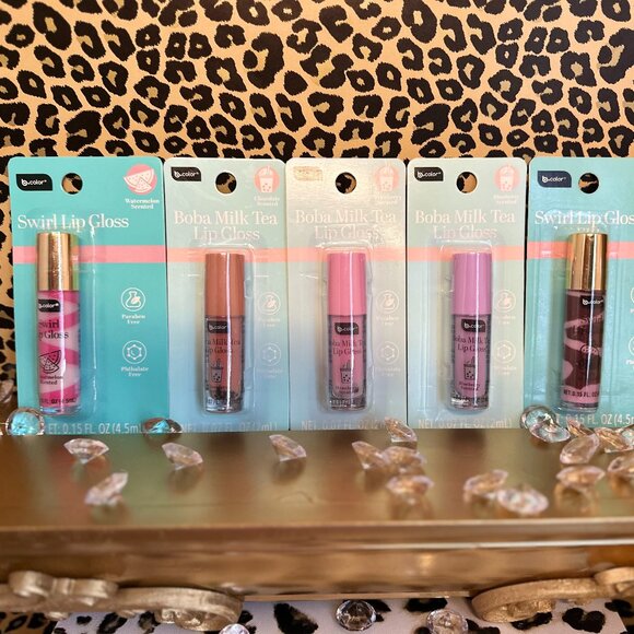 B Pure Lip Bundle*** Five Lip Glosses with Make-Up Bag - Picture 1 of 4